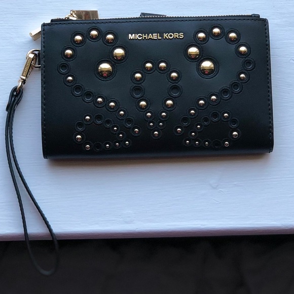 adele butterfly embellished leather smartphone wallet